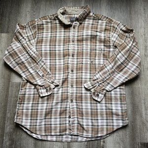 Woolrich Scotch Plaid Flannel Shirt Mens Extra Large Button Down Distressed